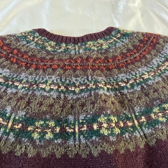Vintage Polo Hand Knit Cashmere Wool Blend Maroon Fair Isle Sweater Men's XL - Picture 5 of 9